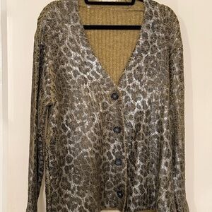 Zara oversized, green, silver black cheetah print sweater
